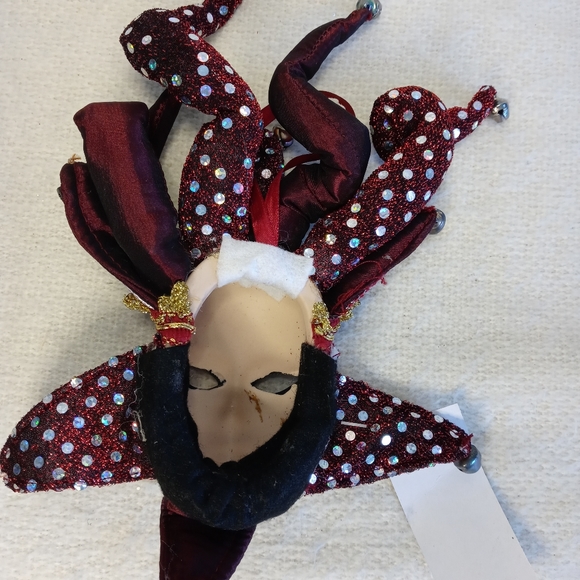 Harlequin Hand Painted Wall Mask Decor. Porcelain Venetian Carnaval Mask. - Picture 4 of 7